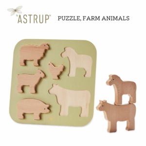 【新発売】 by ASTRUP(エストロップ) PUZZLE, FARM ANIMALS パズル 型はめ 木製 ファーム 農場 動物 北欧 おもちゃ
