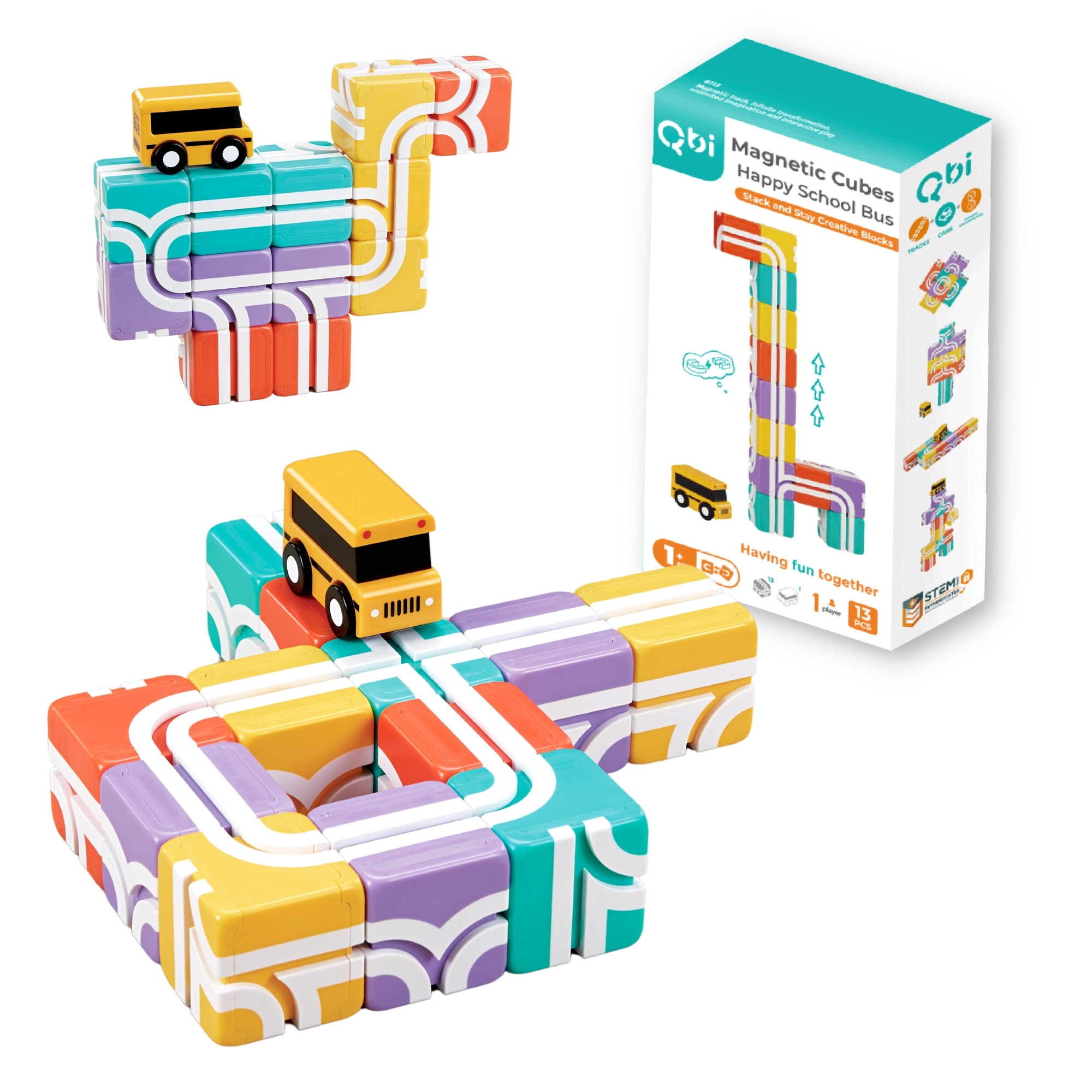 Qbi(Qbi toy) Happy School Bus ハッピースクールバス 1歳以上向け 